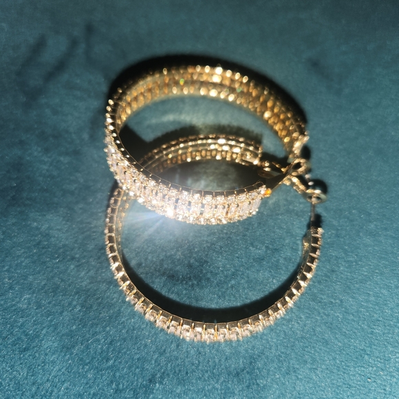 Classy Studded Hoops - Picture 2 of 2